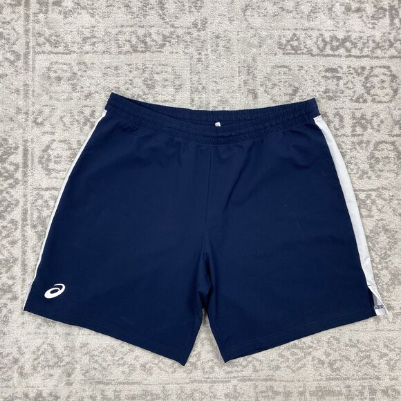 ASICS Shorts Mens Wrestling Two-Tone Athletic Workout Shorts Blue White XXL 2XL - Picture 1 of 6